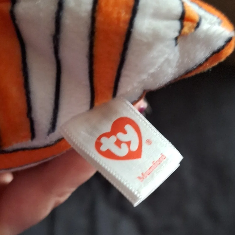 Ty Mummy Plush with Green Eyes and Orange Stripes